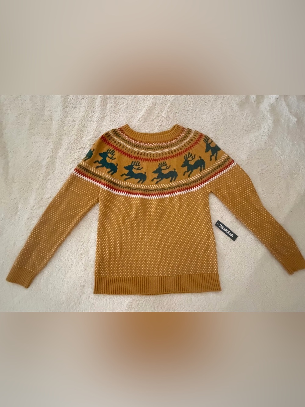 NWT Ladies | ModCloth Holiday Christmas Sweater | Size Medium | Mustard Yellow